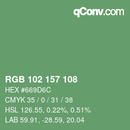 Color code: RGB 102 157 108 | qconv.com