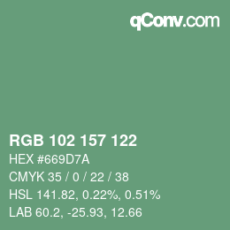 Color code: RGB 102 157 122 | qconv.com