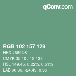 Color code: RGB 102 157 129 | qconv.com