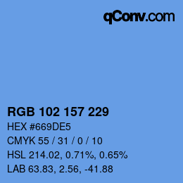 Color code: RGB 102 157 229 | qconv.com