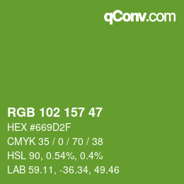 Color code: RGB 102 157 47 | qconv.com