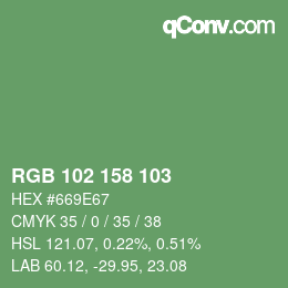 Color code: RGB 102 158 103 | qconv.com