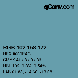 Color code: RGB 102 158 172 | qconv.com