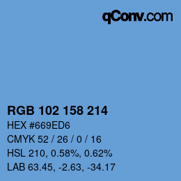 カラーコード: RGB 102 158 214 | qconv.com