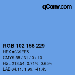 Color code: RGB 102 158 229 | qconv.com