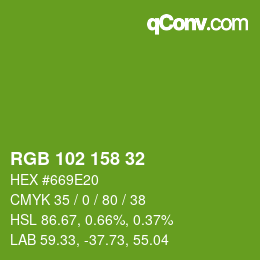 Color code: RGB 102 158 32 | qconv.com