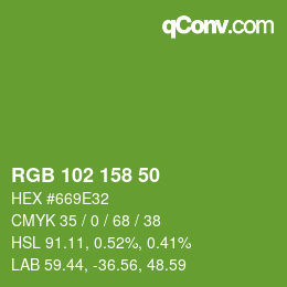 Color code: RGB 102 158 50 | qconv.com