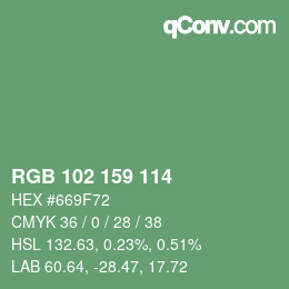 Color code: RGB 102 159 114 | qconv.com