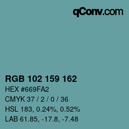 Color code: RGB 102 159 162 | qconv.com