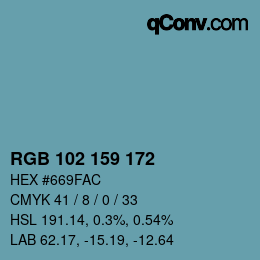 Color code: RGB 102 159 172 | qconv.com
