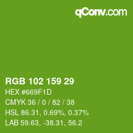 Color code: RGB 102 159 29 | qconv.com