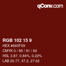 カラーコード: RGB 102 15 9 | qconv.com