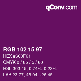 Color code: RGB 102 15 97 | qconv.com