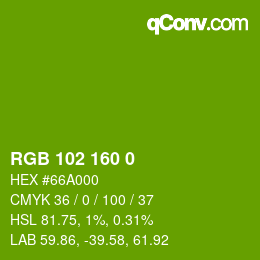 Color code: RGB 102 160 0 | qconv.com