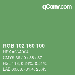 Color code: RGB 102 160 100 | qconv.com
