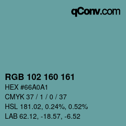 カラーコード: RGB 102 160 161 | qconv.com