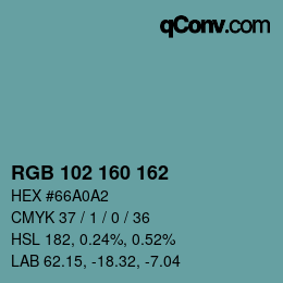 Color code: RGB 102 160 162 | qconv.com