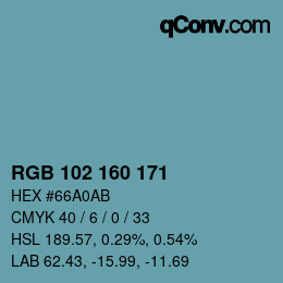 Color code: RGB 102 160 171 | qconv.com