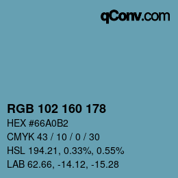 Color code: RGB 102 160 178 | qconv.com