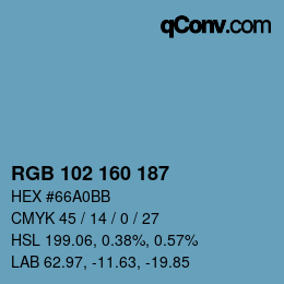 Color code: RGB 102 160 187 | qconv.com
