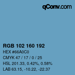 Color code: RGB 102 160 192 | qconv.com