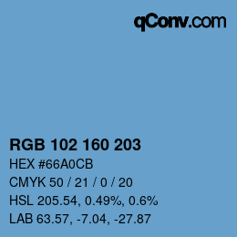 Farbcode: RGB 102 160 203 | qconv.com