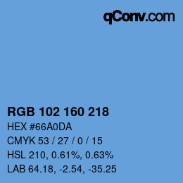 Farbcode: RGB 102 160 218 | qconv.com