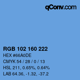 Color code: RGB 102 160 222 | qconv.com