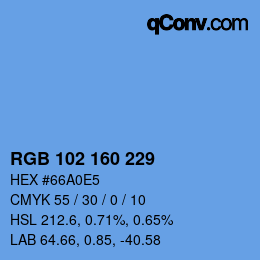 Color code: RGB 102 160 229 | qconv.com