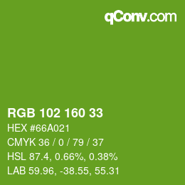 Color code: RGB 102 160 33 | qconv.com