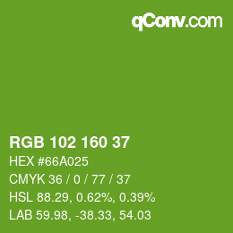 Color code: RGB 102 160 37 | qconv.com