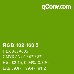 Color code: RGB 102 160 5 | qconv.com