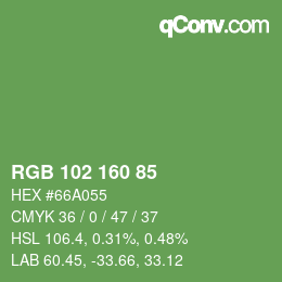 Color code: RGB 102 160 85 | qconv.com