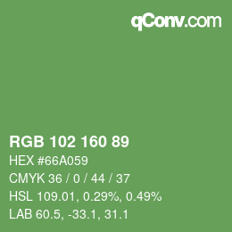 Color code: RGB 102 160 89 | qconv.com