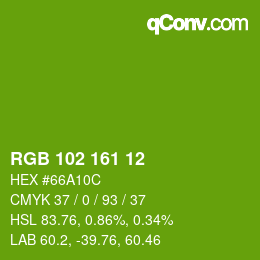 Color code: RGB 102 161 12 | qconv.com