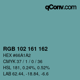 Farbcode: RGB 102 161 162 | qconv.com