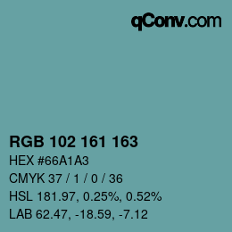 Color code: RGB 102 161 163 | qconv.com