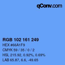 Color code: RGB 102 161 249 | qconv.com