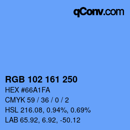 Color code: RGB 102 161 250 | qconv.com