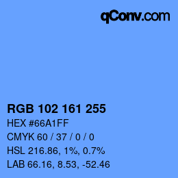 Color code: RGB 102 161 255 | qconv.com