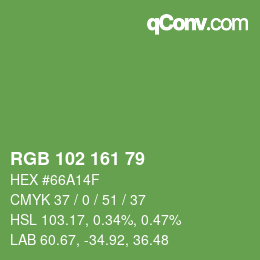 Color code: RGB 102 161 79 | qconv.com