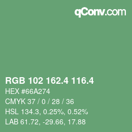 カラーコード: RGB 102 162.4 116.4 | qconv.com