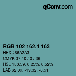カラーコード: RGB 102 162.4 163 | qconv.com