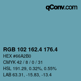 カラーコード: RGB 102 162.4 176.4 | qconv.com