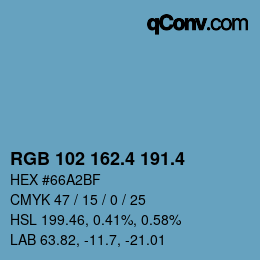 カラーコード: RGB 102 162.4 191.4 | qconv.com