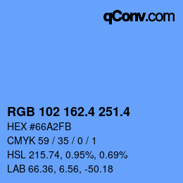 カラーコード: RGB 102 162.4 251.4 | qconv.com