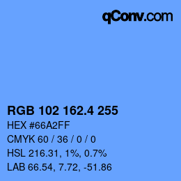 カラーコード: RGB 102 162.4 255 | qconv.com