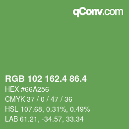 カラーコード: RGB 102 162.4 86.4 | qconv.com