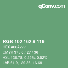 カラーコード: RGB 102 162.8 119 | qconv.com