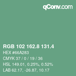 カラーコード: RGB 102 162.8 131.4 | qconv.com